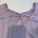 ProBlue Ribbed Knit Top Open Back Balloon Sleeve Lavender Blouse Purple Size M Photo 8