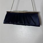 Gunne Sax  Navy Blue Satin Silver Clasp And‎ Handle Evening Bag Photo 2