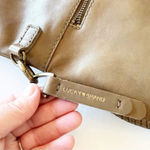 Lucky Brand  Foldover Crossbody Bag Whipstitch Leather Olive‎ Green Boho Festival Photo 6