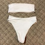 SheIn White Iridescent Snake Print Bandeau Bikini Size Small Photo 5