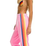 Aviator Nation Neon Pink Striped Sweatpants Xs-xxs Photo 0