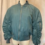 Urban Outfitters BDG Teal Bomber Jacket scrunched sleeves oversized NWT SIZE XS Photo 4