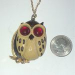 L. Razza Red Cabochon Glass Eyes Mirror Pendant Boho Retro Necklace Photo 2