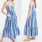 Roller Rabbit • Anthropologie Dakota Cover-Up Maxi Dress blue stripe tiered Photo 13