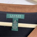 Lauren Ralph Lauren Black Long Sleeve Shift Dress Suede Accents 2X Midi Length Photo 5