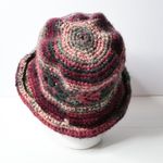 Crochet Bucket Hat Handmade Burgundy Green Floral Grannycore Womens Slouchy Red Photo 2