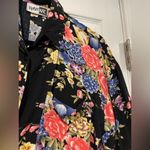 Krazy Kat  Size S Black Floral Flowy Short Sleeve Collared Button Down Shirt 90s Photo 5