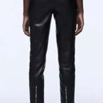ZARA The Biker Black Faux Leather Vegan Moto Zipper Ankle Crop Pants womens 2 Photo 8