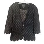 Ming Wang Sapphire scalloped edge gold thread knit cardigan sweater jacket L Photo 0