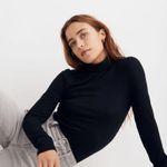 Madewell EUC Ribbed Mockneck Short Sleeve Top Black XXS Customer Return Sold Out Photo 0