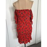 Etophe studios  Red Floral Print Smocked Ruffle Tube Style Mini Dress Size M Photo 2