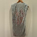 ZARA  Silver Draped Sequin Mini Dress – Size Small – NWT Photo 2