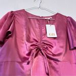 Gianni Bini  GB Short Sleeve Sateen Ruched Front  Dress Size Large Pink  NWT Photo 6