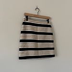 Loft  Mini Cotton Blend Ribbed Skirt in Black White Tan Stripe Size 4 Photo 1