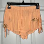 Flynn Skye Women Small Peach Floral Print Drawstring Side Shorts Elastic Waist Photo 2