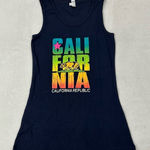 California Republic Rainbow Graphic Navy Blue Tank Top Beach Shirt Women Size S Photo 0