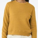 Double Zero Mustard Yellow Crew Neck Cropped Jersey Knit Sweater Top Large NEW Photo 0