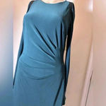 Lauren Ralph Lauren Ruched long sleeve Hunter green cocktail midi dress size 8 Photo 2