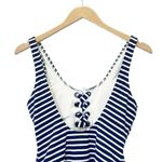 Aerie NWT Lace-Up One Piece Swimsuit Navy & White Stripes Size Small Long NEW Photo 4