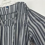 Old Navy NEW Boho Top Blue Stripe Long Balloon Sleeves Tie Neck Size XXL Photo 2
