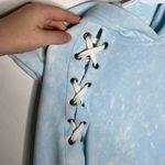 PINK - Victoria's Secret Pink Victoria’s Secret tie dye baby blue cropped hoodie with lace up detail XS Photo 2