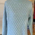 Talbots honeycomb high low mock neck sweater blue green size M Cotton Blend Photo 0