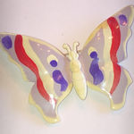 Vintage Germany Colorful Metal Butterfly Brooch Red Photo 0