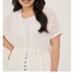 Torrid Ivory White Crochet Tie Waist Longline Duster Short Sleeve Sweater 3X 4X Photo 1