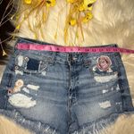 American Eagle  floral embroidery denim shorts sz 4 Photo 3