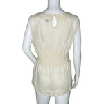 Bit & Bridle Shirt Womens Large Cream Babydoll Romantic Neutral Bohemian Peasant Photo 3