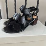 Marc Fisher  Black Leather Omalla Sandals with Brown Block Heel nib Photo 5