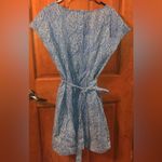 Boden Blue and White Patterned Linen Dress Button detail back size 10 #126 Blue Photo 1