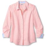 Tommy Bahama Tommy‎ Bahama Linen Ocean Surf Stripe Shirt Size XS Passion Peach Button Down Photo 0