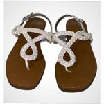 Wonder Nation  Iridescent White Braided Buckle Thong Flat Sandals Size 5 Photo 0