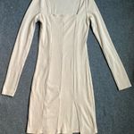 Stylish Beige Knit Mini Dress, Long Sleeve Square Neck‎ A Line Casual Size XS Photo 4