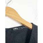 ZARA  Black Eyelet Ruffle Mini Dress Size Large Cotton Boho Whimsygoth Preppy Photo 5