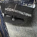 Moda International Y2K Denim Dress 6 Blue Ruffle Neck Milkmaid Stretch Retro Photo 10