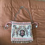 Free People Emmie White Cotton Crossbody Bag with Chain Strap Photo 1
