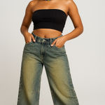 GMPURE Y2K Wide Leg Jeans Acid Wash – Size 2 Green Photo 0