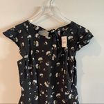Loft  ANN TAYLOR Floral Jumpsuit Romper TieBack Black Summer Wedding NWT Size 0 Photo 7