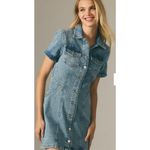 Anthropologie PILCRO Short-Sleeve Denim Button-Front Mini Dress Women's Size 2  Photo 2