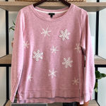 Talbots  Fleece Pink Heather Snowflake Applique Sweatshirt, M Photo 0