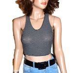 Iris Black White Striped Crop Tank Top S Photo 1