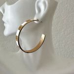 J.Crew gold tone and cream striped hoop earrings Photo 1