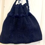 NAVY BLUE NYLON BUCKET BAG DRAW STRING/ROPE CLOSURE Photo 5