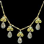 Light Blue Green Teardrop Crystal Necklace Earring Gold Tone Set 2028 Brand Photo 3