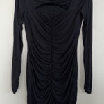 Bailey 44 Bodycon Black Dress Size Small Long Sleeve LBD Ruched Asymmetrical Photo 0