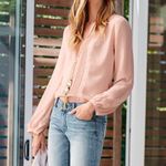 White House | Black Market WHBM Darla Studded Blouse in Rose Smoke sz 2 EUC Photo 1