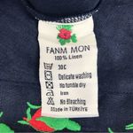 FANM MON Alanya 100% Linen Embroidered Dress Off The Shoulder Navy Small New Blue Photo 11