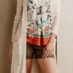 Anthropologie  Moth Cream Linen blend Knit Cardigan size M Photo 0